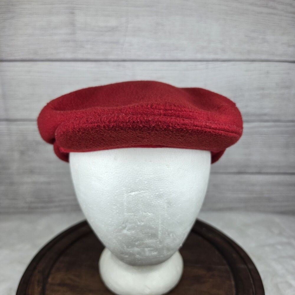 Vintage Roots Canada Olympic Team Red Fleece Beret Newsboy Hat Canada Made Sz L